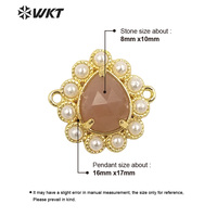 WT-PC008 délicat mode 18K plaqué or véritable résister aux pierres précieuses ternissables sculpté connecteurs de perles de goutte