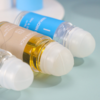 Flacon à bille en verre transparent de 30 ml et 50 ml avec bille en plastique pour l'emballage d'huiles corporelles et d'extraits de plantes, destiné aux soins de santé et à l'aromathérapie