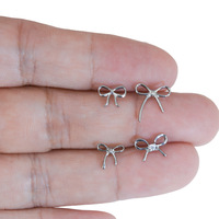 New Style Punk F136 G23 Titanium Lip Piercing Bowknot Internal Thread Labret Lip Ear Bone Stud Body Jewelry