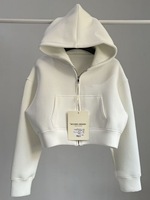 Sweat à capuche personnalisé pour femme, couleur unie, matière respirante, style court, automne, sport, haut court à l'encolure dégagée