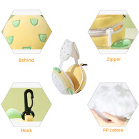 Coussin en peluche en forme de U personnalisable avec motif adorable de fruit du dragon et masque pour les yeux, portable et utilisable en voyage