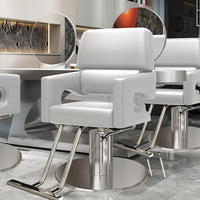 Fauteuil de salon de coiffure haut de gamme en cuir multicolore, fauteuil de coiffage hydraulique pivotant et inclinable pour salon de coiffure professionnel