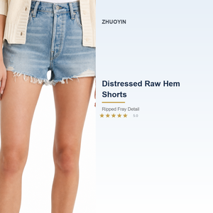 <span class=keywords><strong>Short</strong></span> <span class=keywords><strong>en</strong></span> <span class=keywords><strong>jean</strong></span> droit taille mi-haute vintage coupe régulière finition délavée 32W pour femme - Product Image 5