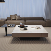 Table basse carrée haut de gamme pour salon de luxe, en bois massif noir finition ardoise, nouvel accessoire pour la maison