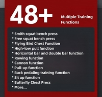 Máquina Smith Multifunción Comercial de Alta Resistencia con Jaula de Potencia, Crossover de Doble Cable y Rack de Sentadillas, 48 en 1 Funciones, 290 kg