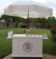 Carrito de Dulces Moderno Personalizado SMS con Luz Blanca para Exhibición de Snacks, de Madera, para Bodas y Fiestas en Interiores y Exteriores