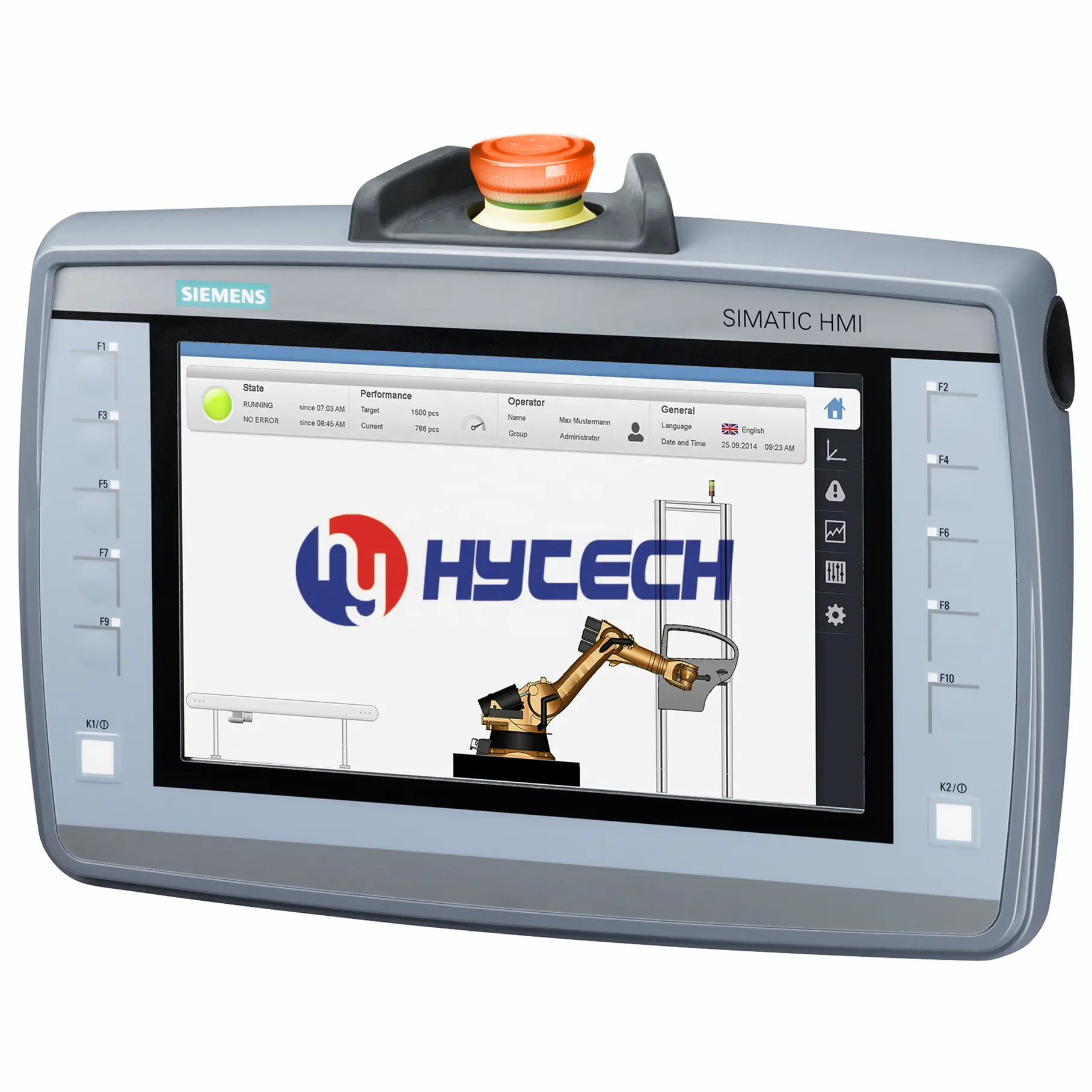 HYTECH SIEMENS SIMATIC HMI 9 Inch Key And Touch Screen KTP900F Mobile Panels 6AV2125-2JB23-0AX0