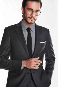 Abito da <span class=keywords><strong>Uomo</strong></span> <span class=keywords><strong>di</strong></span> Lusso su Misura in Tessuto 100% Lana, <span class=keywords><strong>Stile</strong></span> Formale Business, Completo 2 Pezzi con Pantaloni e Giacca Blazer - Product Image 4