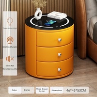 Table de chevet intelligente de luxe léger, moderne et minimaliste en bois massif, avec chargement USB sans fil et lumière LED, pour chambres à coucher