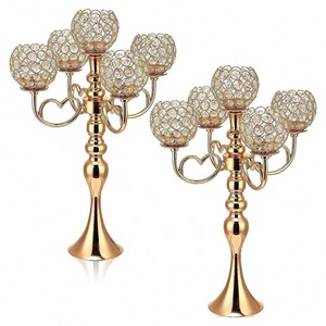 Elegante Portacandele in Metallo a 5 Bracci Decorazione Casa Lanterne in Metallo Vasetti per Candele per Matrimoni Celebrazioni Pasquali - Product Image 2