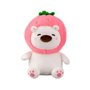 Leyan soft toy supplier big 8 inches Dark Pink Strawberry Glutinous Rice Bear stuffed toy best seller animal plush toy