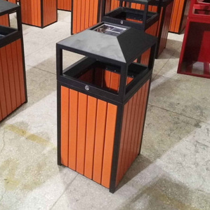 15 Gallon Metal &amp; Wood Outdoor Public Trash Bins with Removable Inner Bucket Classic Style Commercial &amp; Hotel Use - Product Image 2