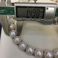 Collier ras du cou en perles d'eau douce naturelles Edison de 13-14 mm, blanc, avec fermoir cœur plaqué or pour femme, perles nouées, idéal pour le bureau/la carrière