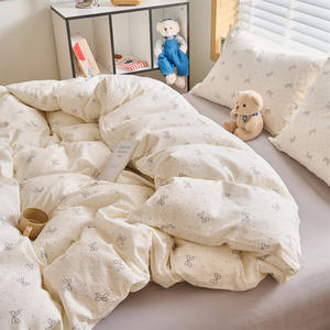 Drap-housse en <span class=keywords><strong>gaze</strong></span> <span class=keywords><strong>double</strong></span> couche 100% coton de classe A avec housse de couette, ensemble de literie toutes saisons - Product Image 4