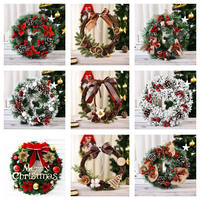 Guirlande florale artificielle en eucalyptus, couronne de Noël, ornement suspendu, décoration de fenêtre de Noël, rotin festif pour fête