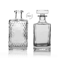 Nouveau Design Carré Personnalisé Luxe 500ml 200ml 700ml 70cl Transparent Flint Verre Vodka Bouteille Vide Whisky Alcool Vin Carafe