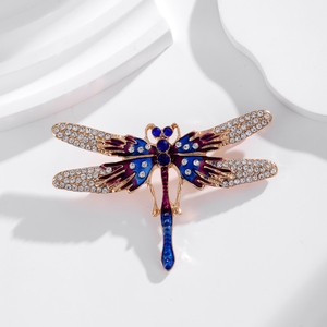 Venta al por mayor Libélula Broche Aleación Rhinestone Animal Pecho Flor Goteo Aceite Multifuncional Libélula Rhinestone Broche - Product Image 3