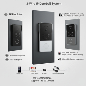 Videoportero Biométrico Hiwink con Reconocimiento de Palma, Kit de Entrada IP de 2 Cables, Aleación de Aluminio, IP65 Impermeable, <span class=keywords><strong>Intercomunicador</strong></span> para Apartamento - Product Image 2