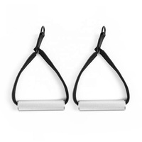 Accesorios de Gimnasio, Agarraderas Triangulares para Máquinas de Cable, de Aluminio con Correas de Cuero, Agarraderas de Fitness de Uso Universal Unisex