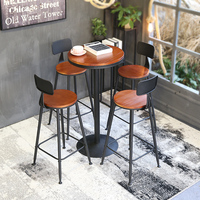 Table de bar en bois massif Table haute ronde Table ronde Ensemble de chaises Petite table haute simple Chaise de table de bar