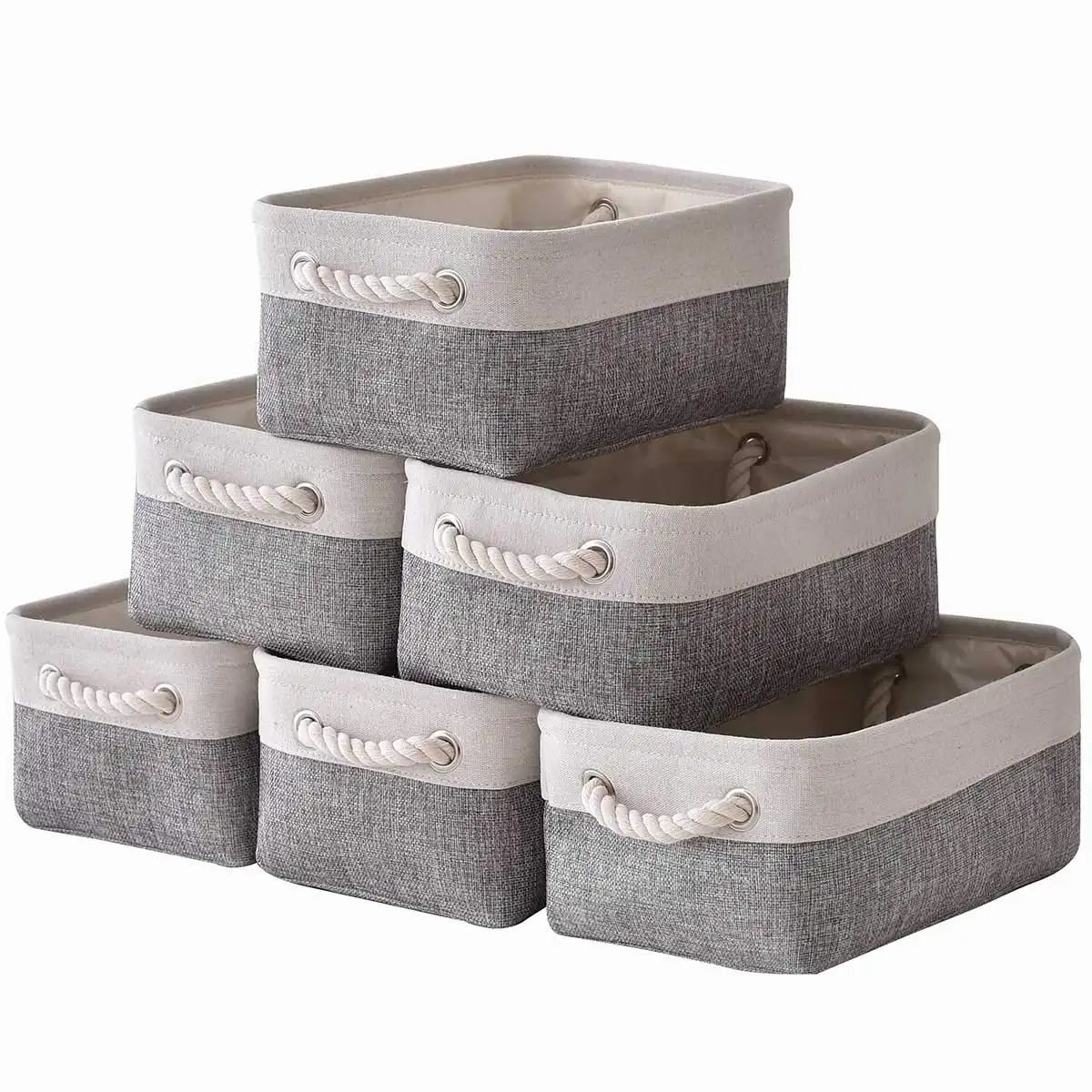 House Fabric Storage Bins Cubes Baskets Containers with Dual Plastic Handles for Home Closet Bedroom Drawers Organizers