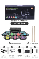 Ensemble de Tambour Électronique Portable en Silicone Pliable, Instrument de Musique à Percussion Numérique, Jouet Tambour Électronique USB Enroulable