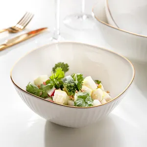 New Design Factory Direct Hot Sale Dinnerware Luxury Europe Porcelain White Square Minimalistic Salad And Soup Bowls