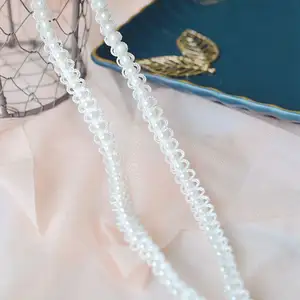 婚纱连衣裙领口DIY缝1CM宽白色DIY手工缝制珍珠闪光编织蕾丝丝带