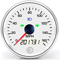 Tachimetro Programmabile Impermeabile 12V 24V per Auto, Camion, Trattore, Imbarcazione, Yacht, 85mm, 160 Mph con Indicatori di Direzione e Abbaglianti