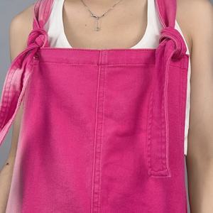 Mono corto vaquero personalizado de nueva moda para mujer OEM, colores rosa y rojo, conjuntos de mono corto para mujer - Product Image 5