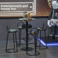 Vente en gros d'usine de meubles de bar tabourets de bar hauts modernes en fer et table de bar ensemble de chaises pour petites tavernes et boîtes de nuit