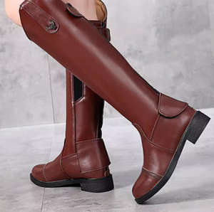 Nuovi <span class=keywords><strong>Stivali</strong></span> <span class=keywords><strong>da</strong></span> <span class=keywords><strong>Equitazione</strong></span> <span class=keywords><strong>da</strong></span> Donna <span class=keywords><strong>in</strong></span> Pelle Attrezzatura Equestre per Corse e Allenamento Ferri di Cavallo e Scarpe per Cavalli - Product Image 3