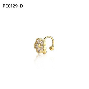 <b>Silver</b> Flower Crystal <b>Cuff</b> Earring PE0129 for Women No Piercing <b>Ear</b> Clip - Product Image 2