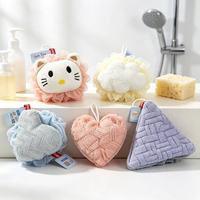 Set Bunga Mandi dan Kain Lap, Spons Mandi Bentuk Lucu, Spons Pengelupas Kulit dengan Tali Gantung