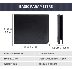 Baellerry Men's Ultra-Thin Multi-Functional <strong>Wallet</strong> Fashionable Minimalist Short Horizontal Design <strong>Money</strong> Clip PU Credit <strong>Cards</strong> - Product Image 4