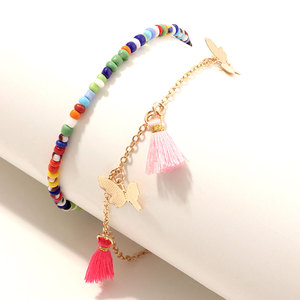 Braccialetti di fascino della nappa della farfalla della caviglia delle perle di semi di vetro fatti a mano di modo per i gioielli delle cavigliere delle donne fornitore della cina del produttore - Product Image 2