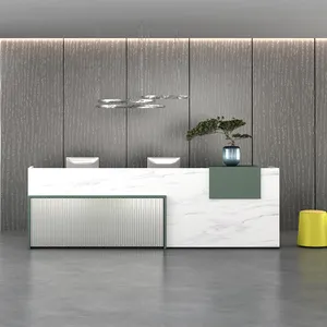 Luxury High Quality White Front Desk Modern Design Office Counter Table Front Desk Commercial Reception Desk