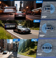 Caméra embarquée 4 canaux avant, arrière, gauche, droite 1080P avec WiFi, application, écran IPS 3,0 pouces, surveillance de stationnement 24h/24, vision nocturne