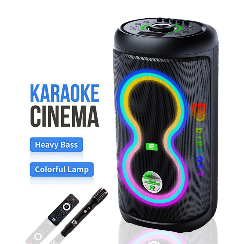 DP-2615 DP-2855 60W Peak Powerful Portable Bluetooth Party Speaker with Woofers, LED Lights, Wireless Mic, Support AUX/USB/TF