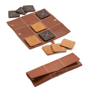 <span class=keywords><strong>Juego</strong></span> <span class=keywords><strong>de</strong></span> Mesa <span class=keywords><strong>de</strong></span> Viaje Plegable, Resistente, Color Marrón Grisáceo, Personalizable, para Familias, Niños y Adultos, <span class=keywords><strong>de</strong></span> Cuero, Tres en Raya - Product Image 6