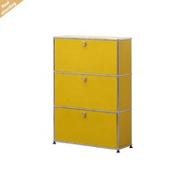 Mueble Modular Cerrado de 3 Niveles Estilo Bauhaus, Unidad de Almacenamiento con Puerta Abatible con Cerradura, Mueble Lateral Moderno para el Hogar