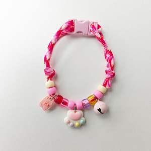 Collier pour animaux de compagnie en perles de plastique mignonnes avec boucle en corde, empreintes de pattes d'animaux, cloche, collier réglable - Product Image 5
