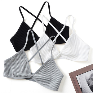 Sujetadores de Algodón Cómodos para Mujer, Estilo Deportivo Delgado, Bralette sin Forro, Sexy, Escote en V Profundo, Copa Triangular, Espalda Cruzada, Camisolas sin Costuras - Product Image 1