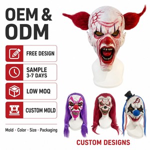 Máscaras <span class=keywords><strong>de</strong></span> Payaso Terroríficas, 4 Estilos, Látex, Disfraz <span class=keywords><strong>de</strong></span> Terror, Pelucas Completas, Maquillaje, Accesorio <span class=keywords><strong>de</strong></span> Disfraz <span class=keywords><strong>de</strong></span> Halloween para Niños, Estilo del Siglo XVIII, Cine y Televisión - Product Image 2