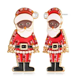 New Top Quality Copper Material Cute Girls Christmas Santa Claus Earrings