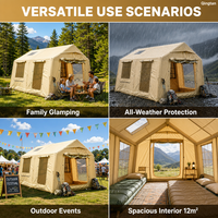 Tente Gonflable pour Camping en Plein Air, Ensemble Complet d'Équipement pour Nuitée en Plein Air, Tente Style Cottage à Une Chambre et Un Salon en Tissu Oxford