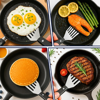 Spatules à poisson en acier inoxydable pour cuisine, résistantes à la chaleur, avec poignée en plastique, idéales pour les crêpes et les aliments croustillants