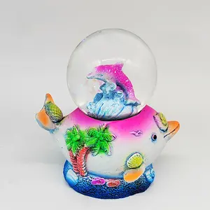 Морская черепаха снежный шар океан Жизнь Пляж Розовый дельфин тематический подарок Декор Фигурка животных Краб блеск стеклянный Глобус воды