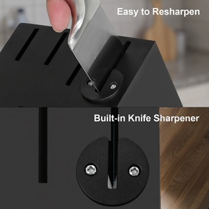 Set di Coltelli da Cucina Kuisine Nero 15 Pezzi con Affilatore Integrato, Blocco Portacoltelli in Acciaio Inox, Coltello da Chef Ultra Affilato, Posate da Cucina - Product Image 4