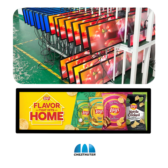 Ultra Thin LCD Stretched bar Lcd Display Screen Advertising Screen Digital Signage and Display for Supermarket and Coffee Shop